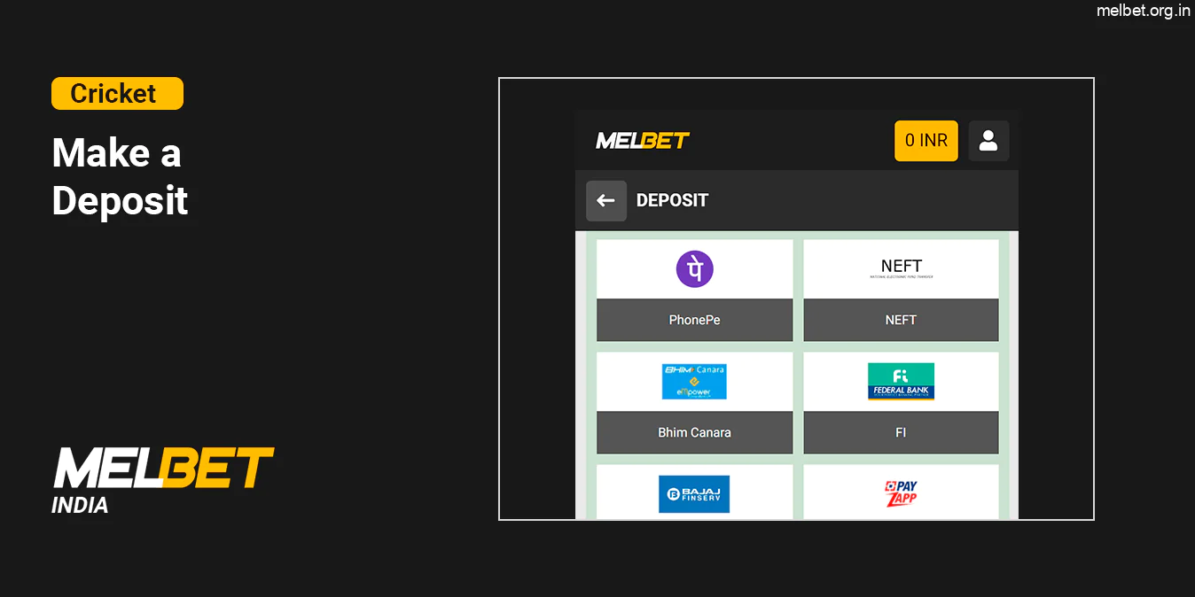 Make a Deposit before betting on Cricket - Melbet