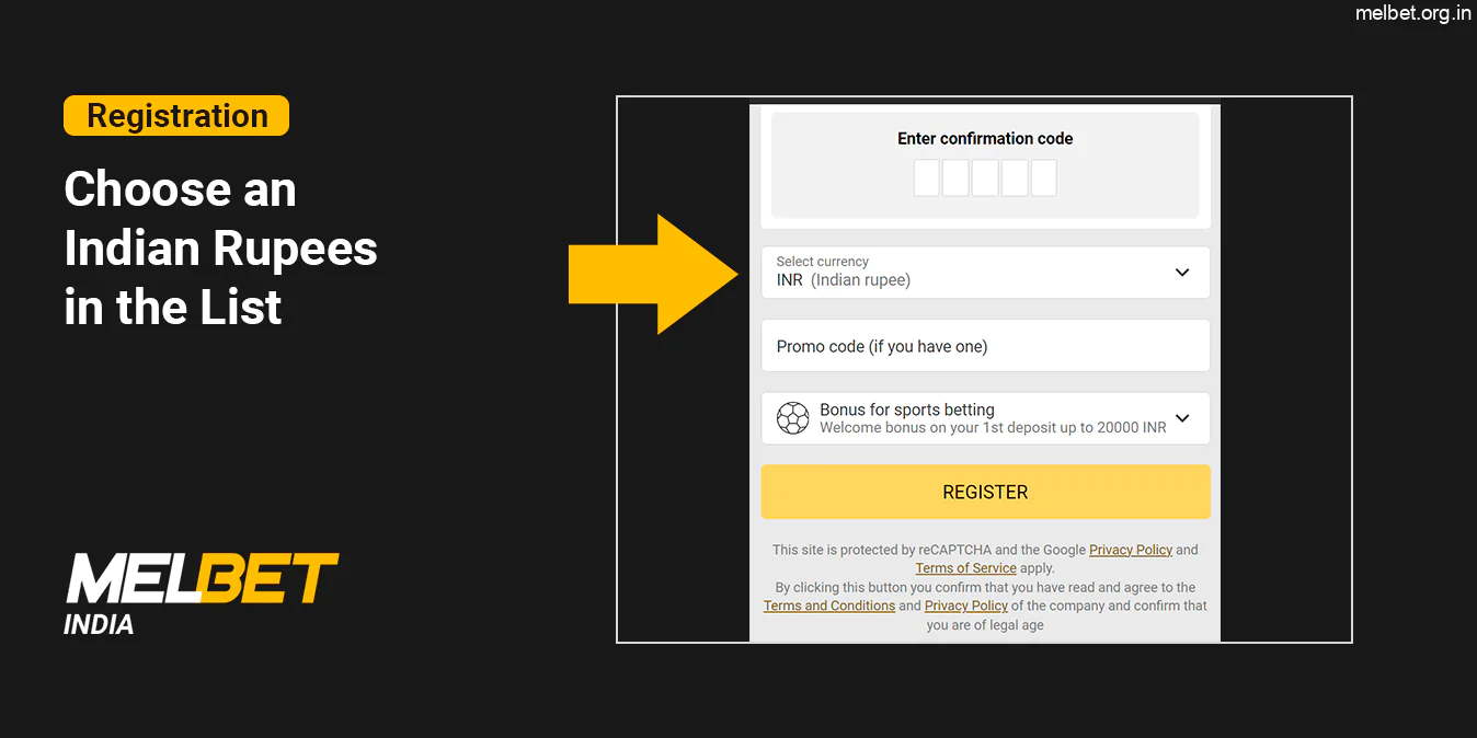 Select India Currency - Melbet Procedure Registration